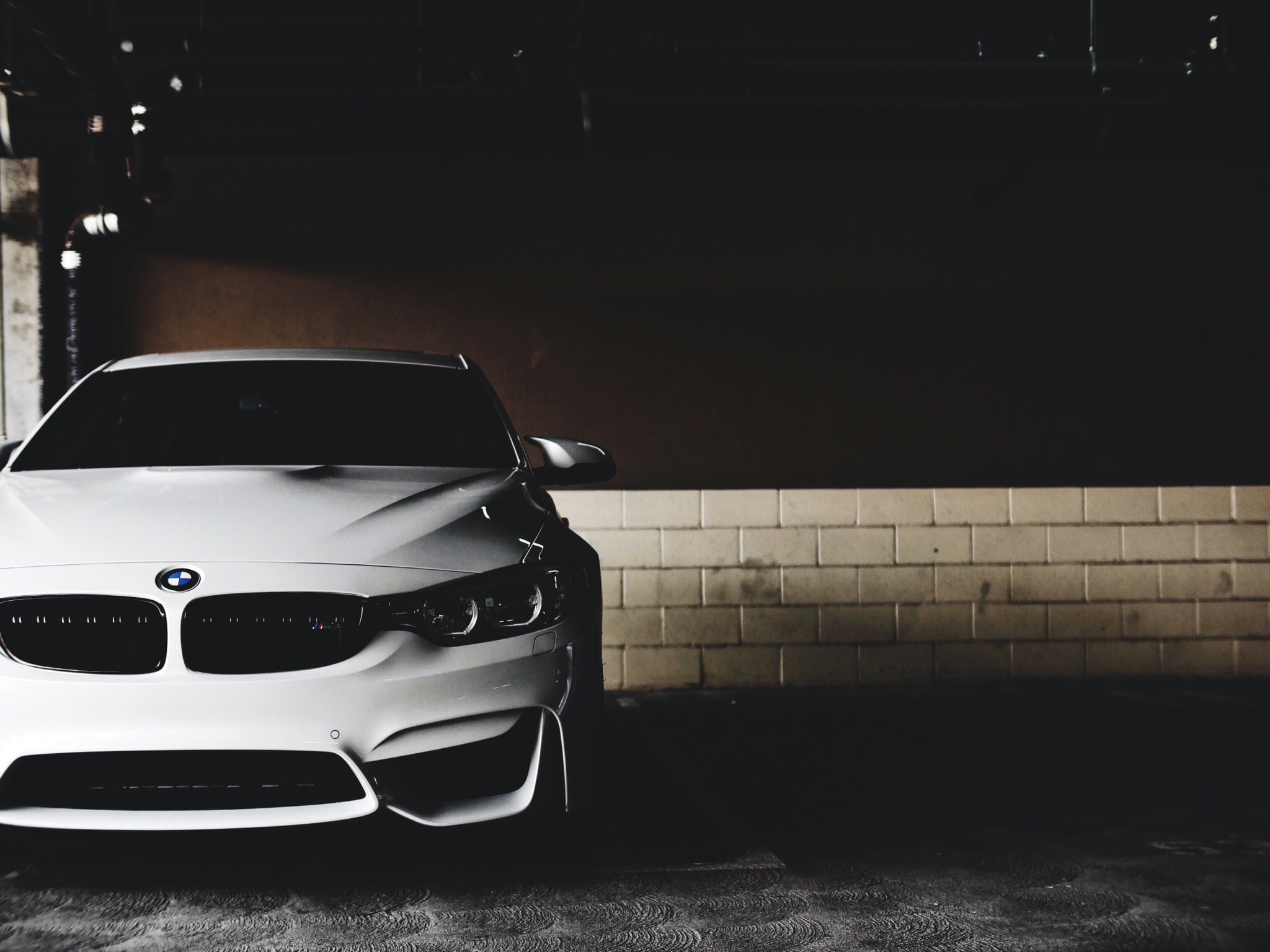 White BMW Series 4 in the Garage